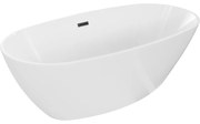 Mexen Eris, voľne stojaca vaňa 180 x 80 cm, biela, čierny matný prepad, 53441808000-70