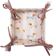 Béžový bavlnený košík na pečivo s jazvečíkmi Puppy Pullover - 35*35*8 cm