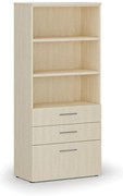 Kancelárska skriňa s kombinovanými zásuvkami PRIMO WOOD, 800 x 420 x 1781 mm, breza