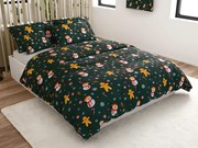 Obliečky z mikrovlákna SNOWMAN AND GINGERBREAD zelené Rozmer obliečky: 70 x 90 cm | 140 x 220 cm