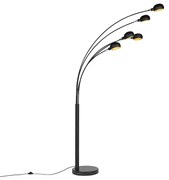 Dizajnová stojaca lampa čierna 5-svetlo - Sixties Marmo