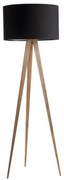 Čierna lampa s drevenými nohami Zuiver Tripod Wood