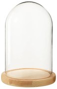 Prírodný drevený podnos so skleneným poklopom Bell Jar M - Ø 17,5*26 cm
