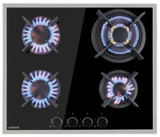 Klarstein Goldflame 4 Prime, plynová varná doska, 4 Messing horáky, sklokeramika