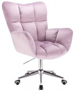 LuxuryForm DESIGN Otočné kreslo AURORA VELUR na striebornej podstave s kolieskami - levanduľa