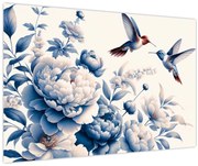 Obraz - Kolibríky nad kvetinou (90x60 cm)