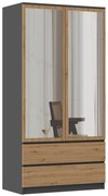 Šatníková skriňa SS-90 so zrkadlom 180 cm antracitová/dub artisan