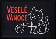 Mercury Flooring, Rohožka Veselé Vianoce s mačkou 40x60 cm, 40x60, čierna