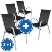 Záhradná stolička Romero 3 + 1 ZADARMO, čierna / sivá