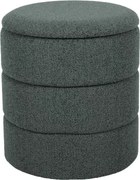 Okrúhly taburet s úložným priestorom Picardo, šedo-zelená látka%