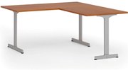 Kancelársky stôl PRIMO BETA L, 160x180 cm, sivá podnož, čerešňa