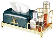 Kombinovaný stojan na vreckovky kov+keramika zelený