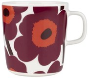 Hrnček Oiva Unikko 0,4l, bielo-burgundy-červený