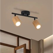 Brilagi - Bodové svietidlo MODERN WOOD 2xGU10/8W/230V drevo/čierna
