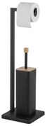 Erga Saki, držiak na toaletný papier a toaletnú kefu 20x20x65 cm, čierna matná-hnedá, ERG-YKA-PD.SAKI-BLK