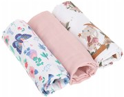 BabiM Mušelínové látkové plienky Premium Animals 60x75 3v1 Farba: ružová