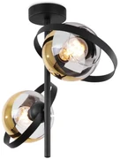 Stropné svietidlo Asturia Ring, 2x zlaté/transparentné sklenené tienidlo, B