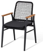 Jedálenská stolička s tíkovými opierkami rúk a textilným výpletom