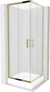 Mexen Rio štvorcová sprchová kabína 70 x 70 cm, inovať, zlatá + závesný bidet Rio, biela- 860-070-070-50-30-4510