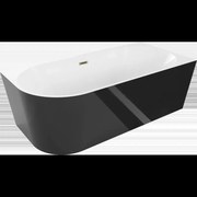 Mexen Mia voľne stojaca pravouhlá vaňa 170 x 80 cm, biela/čierna, zlatý prepad - 52691708075P-G