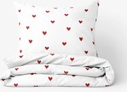 Goldea bavlnené posteľné obliečky - červené srdiečka na bielom 140 x 200 a 70 x 90 cm