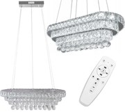 Toolight Toolight, Krištáľové závesné stropné svietidlo LED 102W + diaľkové ovládanie APP417-CP, chrómová, OSW-65015