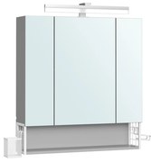 Koupelnová zrcadlová skříňka s LED osvětlením Vasagle Doris šedá