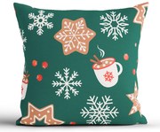 Vianočná bavlnená obliečka na vankúšik Renforcé 40 × 40 cm - Vianočný perníček zelené