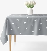 Goldea hranatý obrus 100% bavlnené plátno - srdiečka na sivom 80 x 80 cm