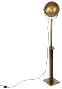 Priemyselná stojaca lampa bronzová s dreveným nastaviteľným - Haicha