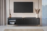 TV stolík Vespera 3D 187 cm - čierna / zlaté nožičky