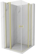 Mexen, Mexen Mist Duo sklápací sprchový kút 70 x 70 cm, transparentný, brúsené zlato - 8A4-070-070-55-00