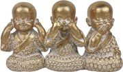 Dekoračná soška Traja Budhovia 16 cm, zlatá%