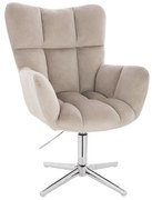 LuxuryForm DESIGN Otočné kreslo AURORA VELUR na striebornom kríži - latte