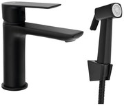 Aqualine Aqualine, Umývadlová stojánkova batéria s bidetovou sprškou, čierna, SK401B