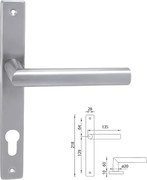 Dverové kovanie MP Favorit - USH (BN - Brúsená nerez), kľučka-kľučka, Otvor na cylindrickú vložku PZ, MP BN (brúsená nerez), 90 mm