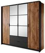 Satníková skriňa MILTON 4D2S gaštan/antracit zrkadlo