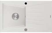 Mexen Cesar granitový jednokomorový drez s odkvapkávačom 775 x 470 mm, biela- 6514771010-20