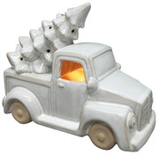 Vánoční LED dekorace auto SANTA LILA 15,5 cm bílá