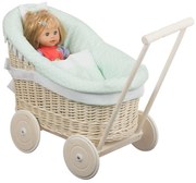 Kočík prútený pre bábiku bielený Buggy III.š. 50 x hl. 30 x v. 40/50(cm)