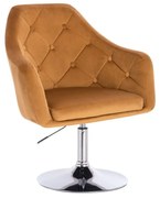 LuxuryForm DESIGN Kreslo ANDORA VELUR na striebornom tanieri - medové