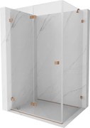 Mexen Lunar-F, 1-krídlový sprchový kút so skladacími dverami, ľavý, 85 x 80 cm, 8mm číre sklo, medený profil, 836-085-080-65-00-L