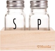 Soľnička s koreničkou VOSCARI na drevenom stojane 844114