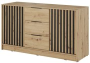 Komoda Nelly 3D, čierne lamely, dub artisan