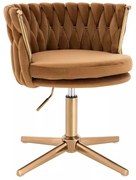 LuxuryForm DESIGN Stolička LYON VELUR na zlatom kríži - medová