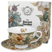 Porcelánová šálka na nohe s podšálkou Royal Peony White 250 ml