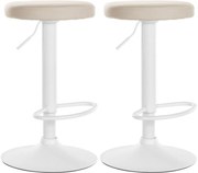 2x Barová stolička Ponte - koženka, biely rám - Krémová