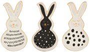 3ks keramický tanierik v tvare zajačikov Rabbit - 7*2*13 cm