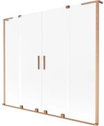 Mexen Velar L Duo, 2-krídlová posuvná vaňová zástena 180 x 150 cm, 8mm sklo námraza, medená matná, 896-180-003-32-65