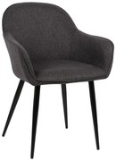 Stolička s podrúčkami Boise - látka, nohy čierny kov - Čierna
